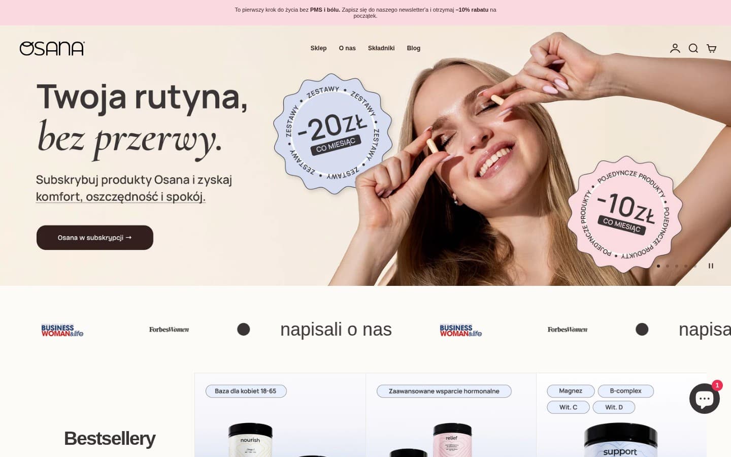 Osana — sklep Shopify, Suplementy